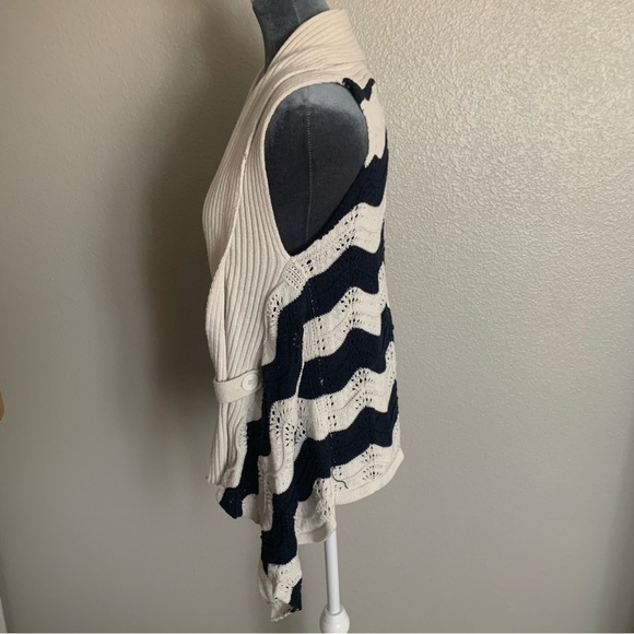 Wet Seal Nautical Striped Blue Cream Sweater Vest - Picture 4 of 9